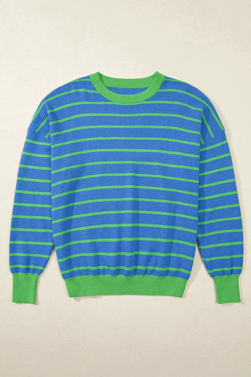 Trendsi Striped Sweater Women's Casual Round Neck Long Sleeve Top Comfortable