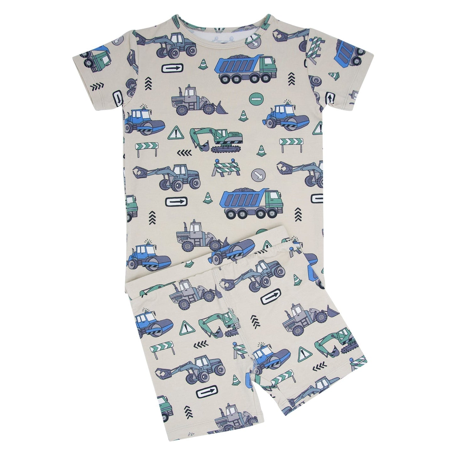 Trucks Diggers Construction  Summer Pajama Set