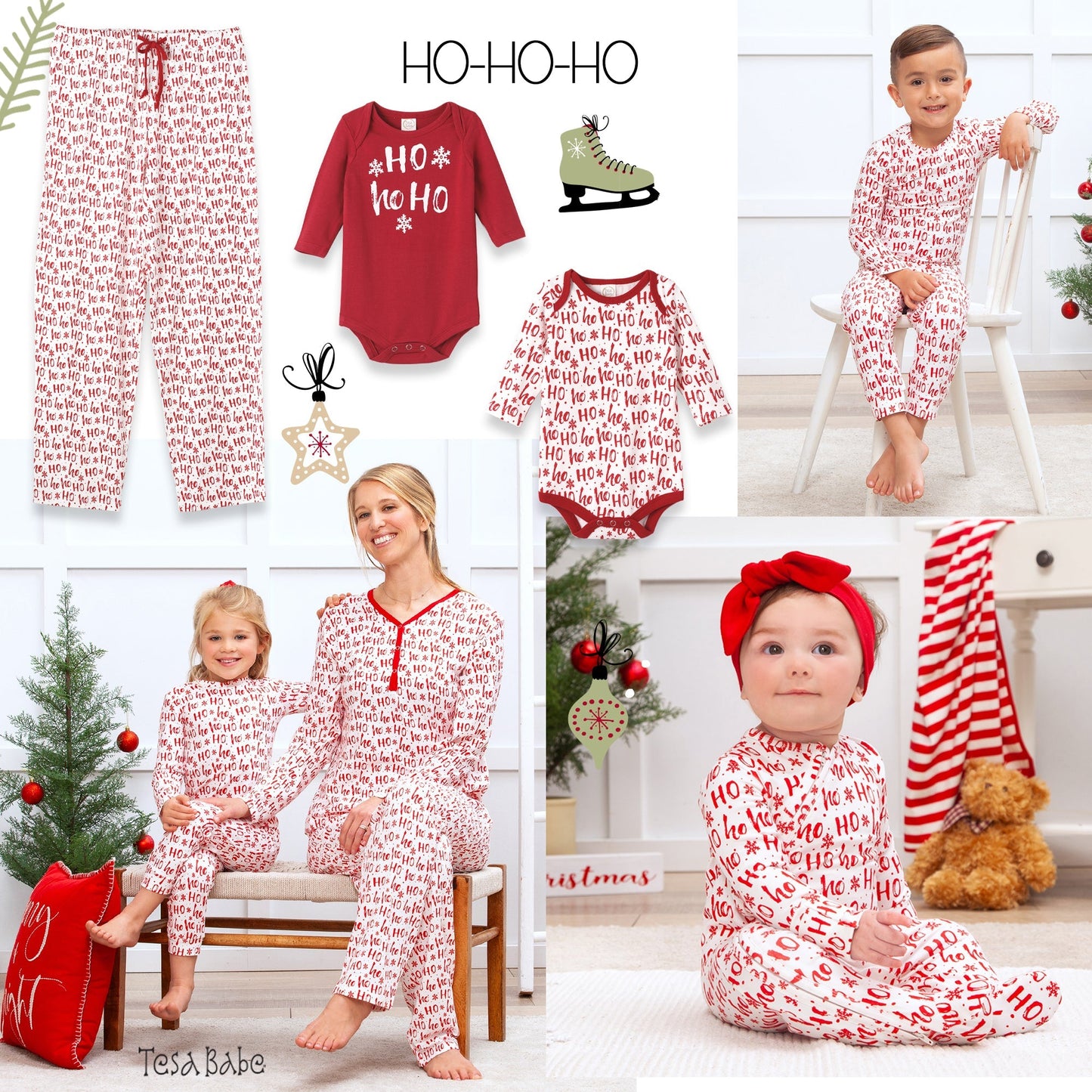 70 Christmas Bamboo Kids' Pajama Set Ho-Ho-Ho