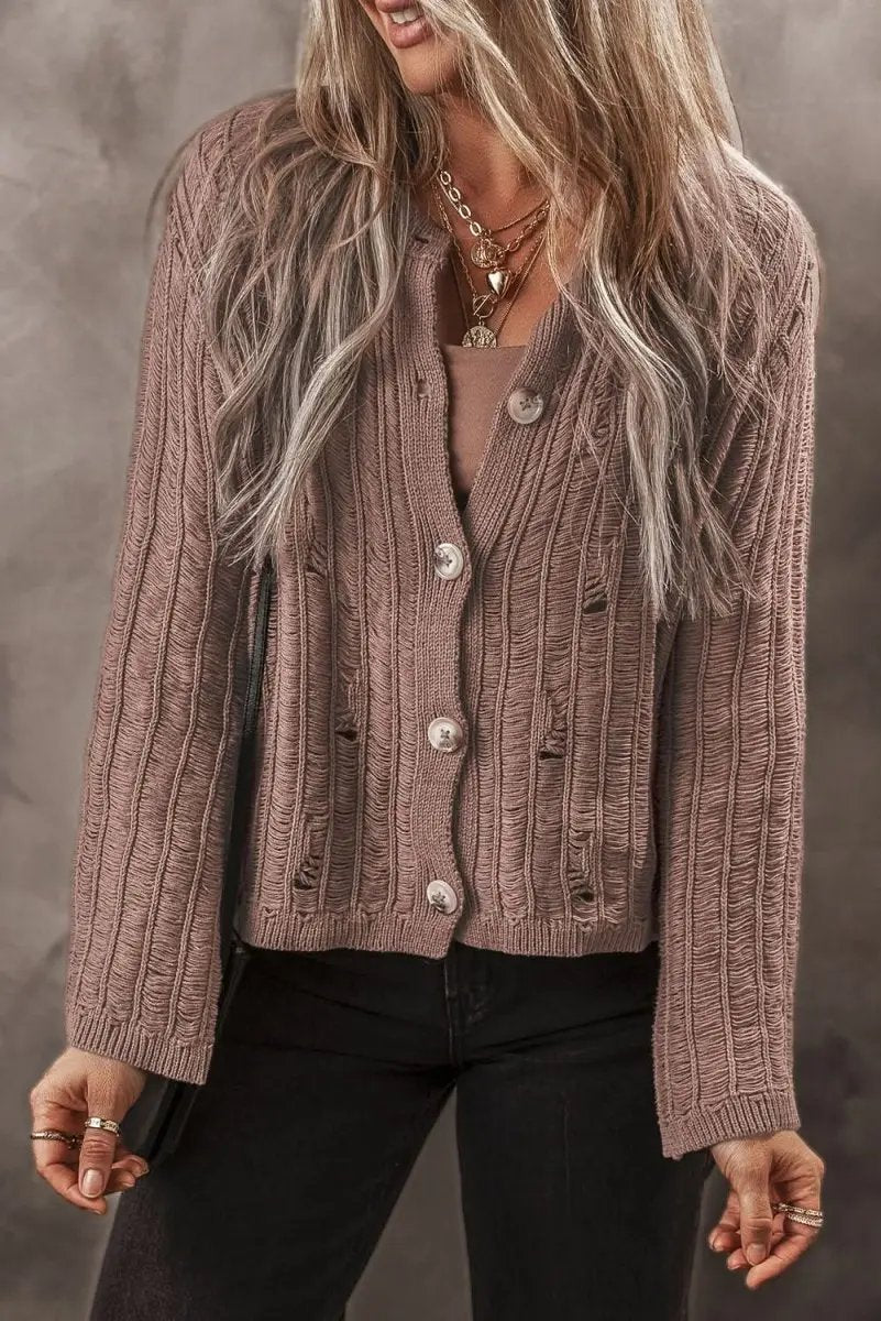 Love Salve Knit Cardigan Women's Daily Wear Top Goat Cutout Detail Winter Style