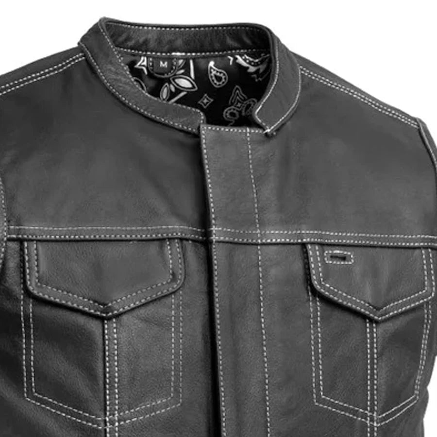 The Cut Men's Motorcycle Leather Vest, Multiple Color Options