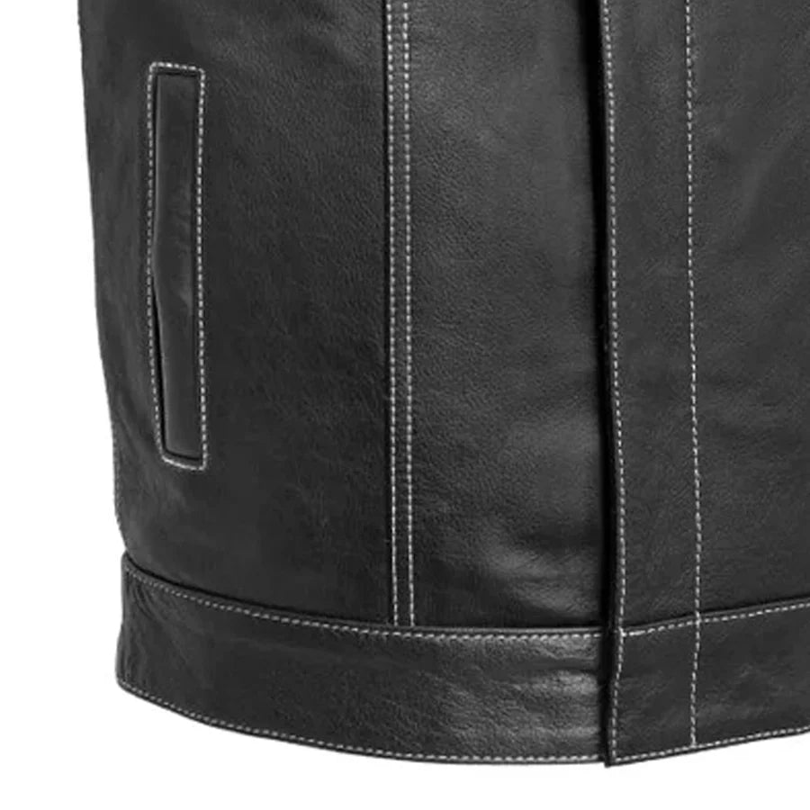 The Cut Men's Motorcycle Leather Vest, Multiple Color Options