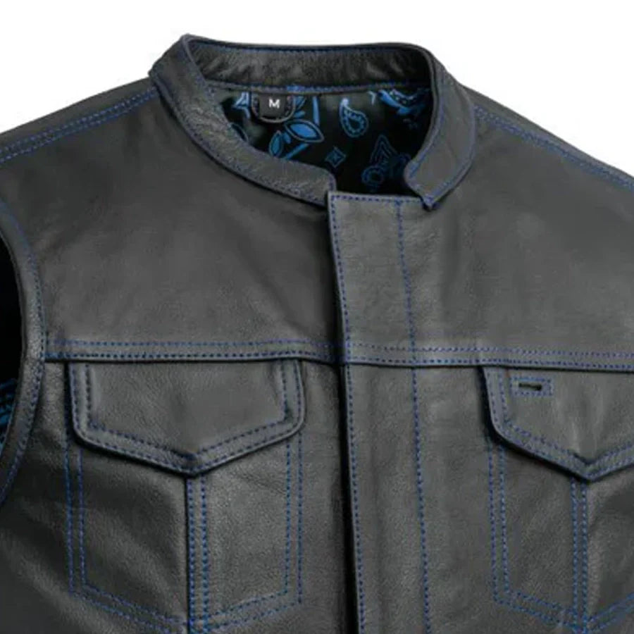 The Cut Men's Motorcycle Leather Vest, Multiple Color Options