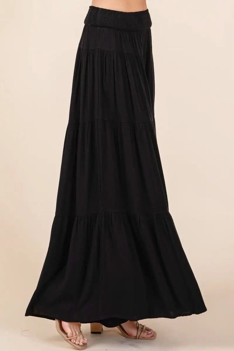 Trendsi Smocked Crepe Pants Women's Casual Wide Leg Trousers Elastic Waist, Pockets