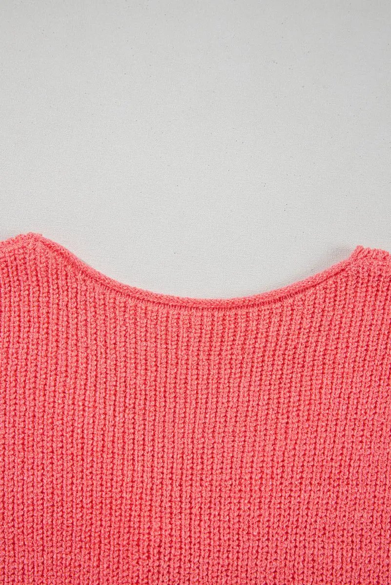 Sweater Vest - Lace-Up Knit - Casual Sleeveless Top