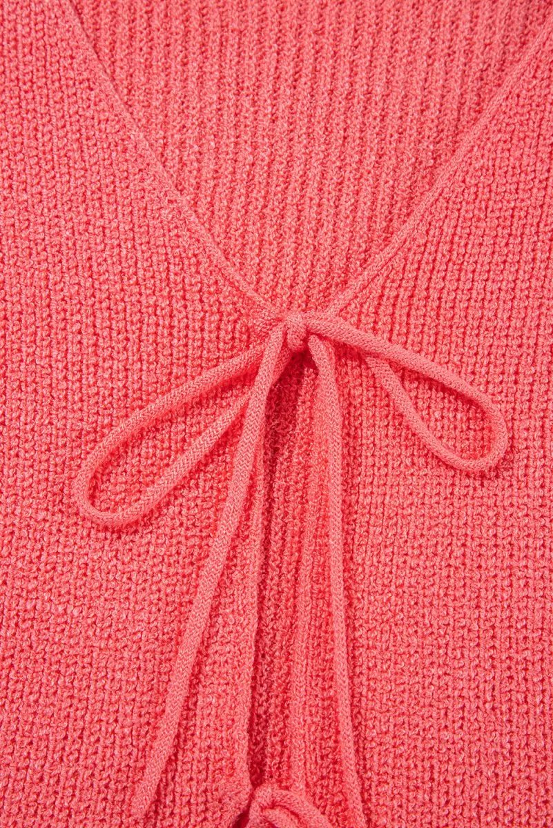 Sweater Vest - Lace-Up Knit - Casual Sleeveless Top