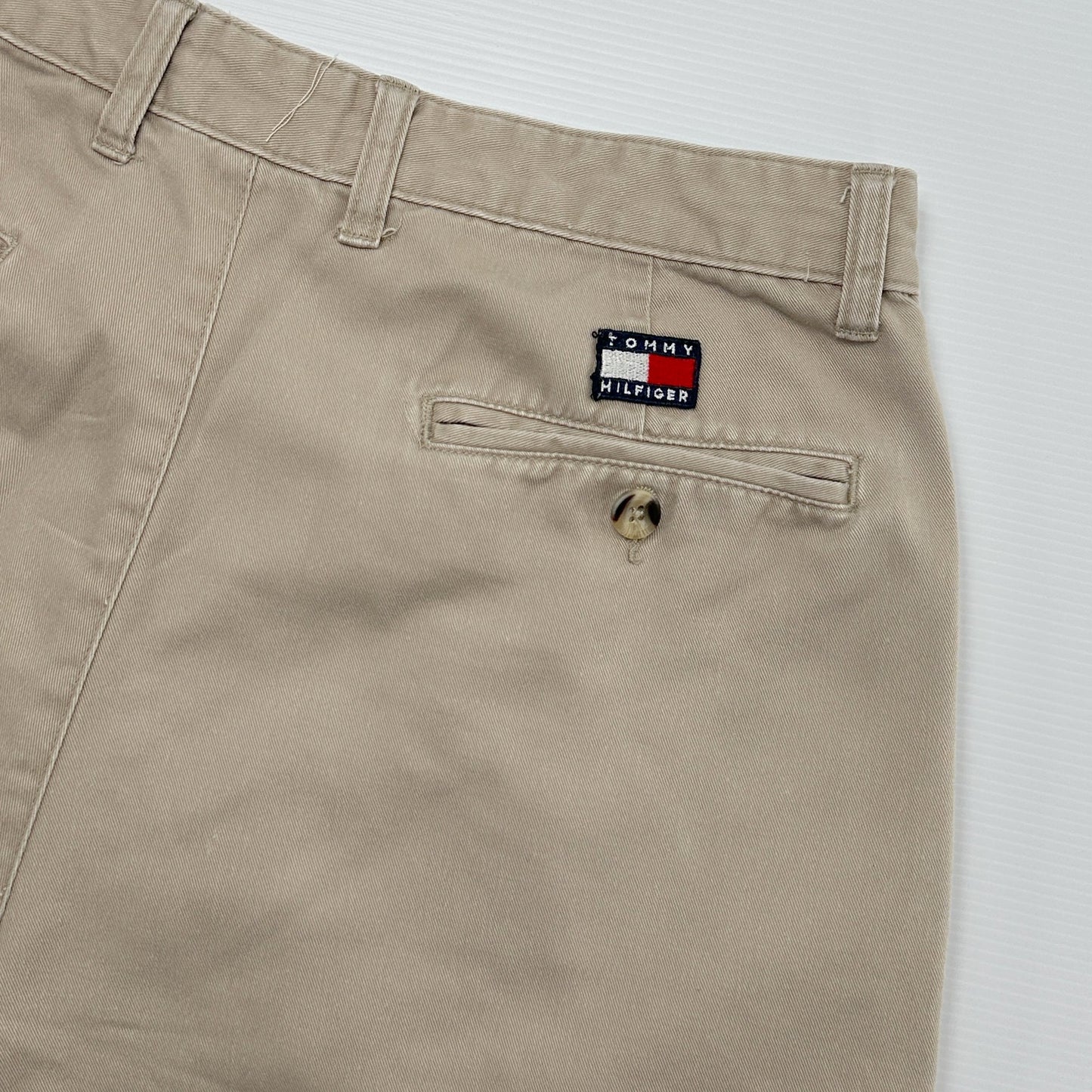 Tommy Hilfiger Vintage Y2K Cotton Pleated Khaki Shorts - 34x7