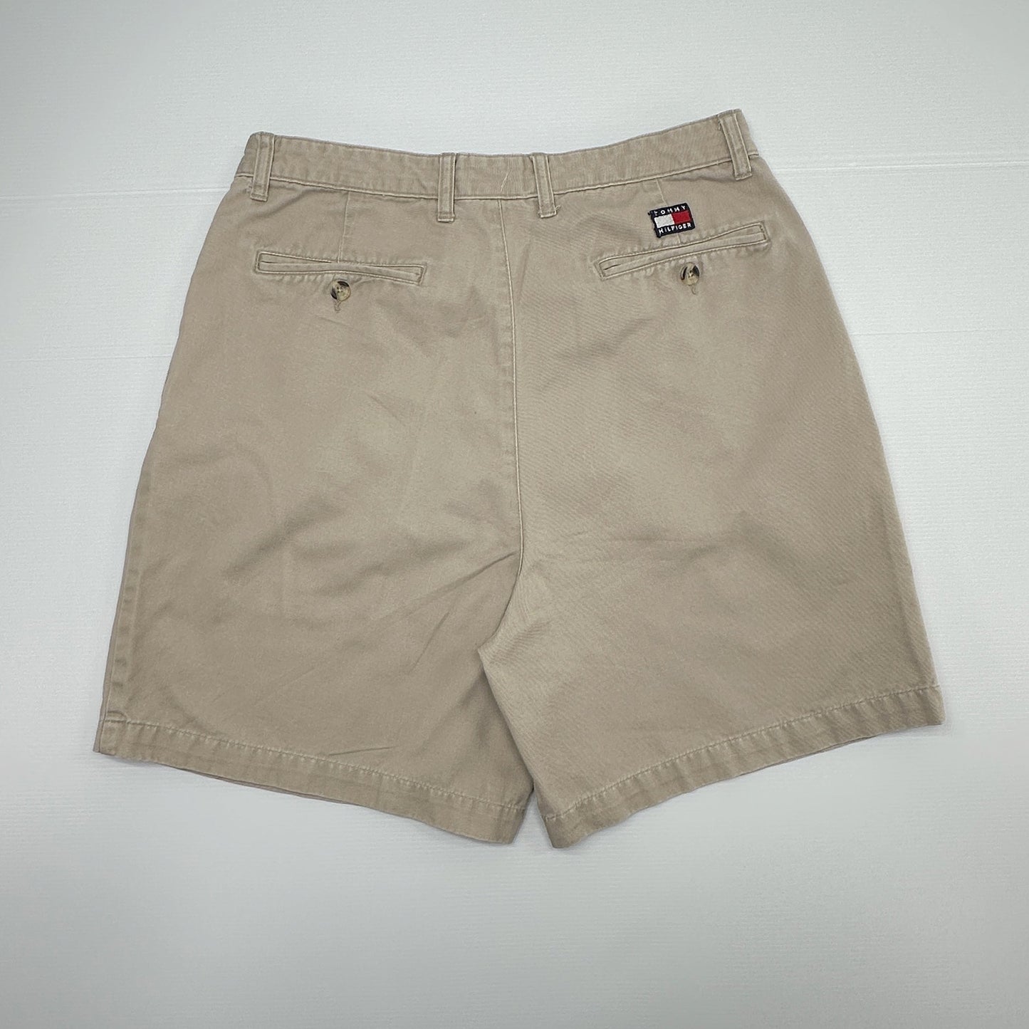 Tommy Hilfiger Vintage Y2K Cotton Pleated Khaki Shorts - 34x7