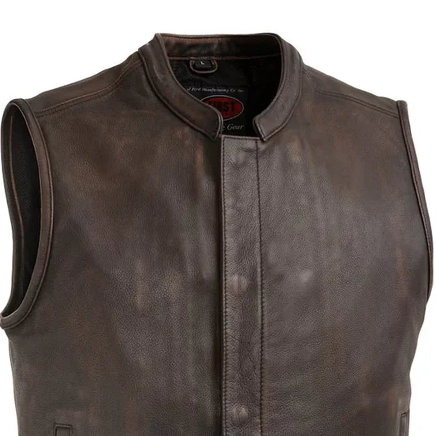 Top Rocker Men's Motorcycle Leather Vest