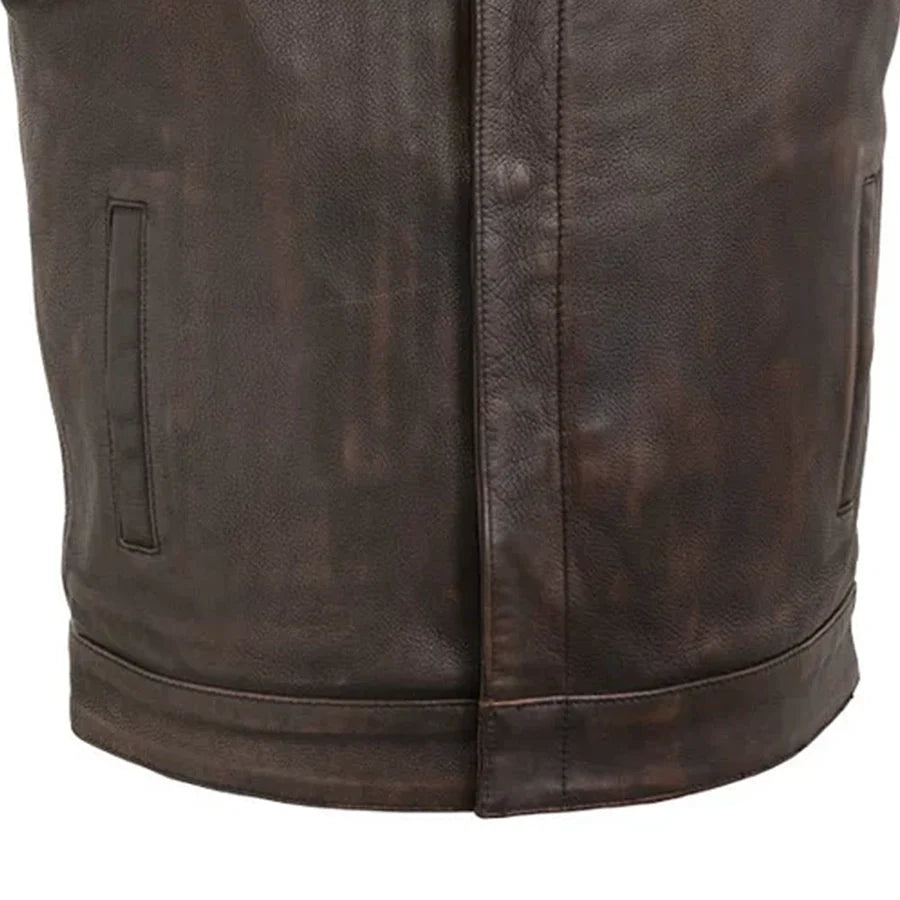 Top Rocker Men's Motorcycle Leather Vest