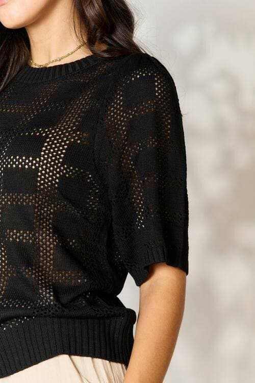 Ribbed Knit Top - Round Neck - Chic Versatile Style
