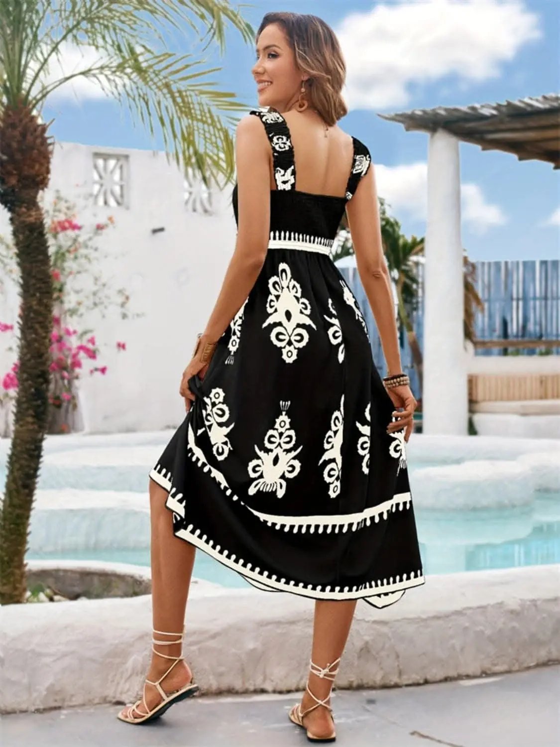 Trendsi Chic square neck midi dress