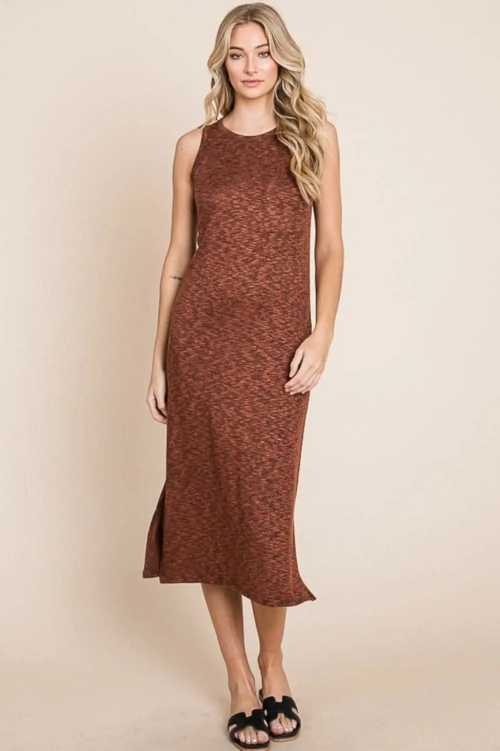 Trendsi Chic Sleeveless Midi Dress With Slit for Effortles