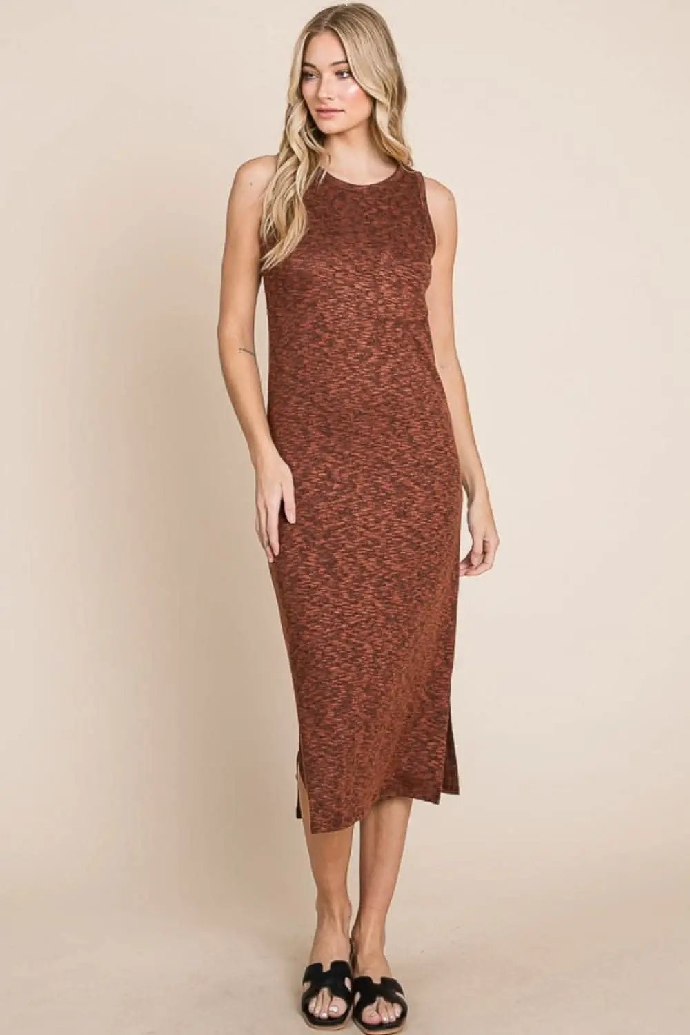 Trendsi Chic Sleeveless Midi Dress With Slit for Effortles