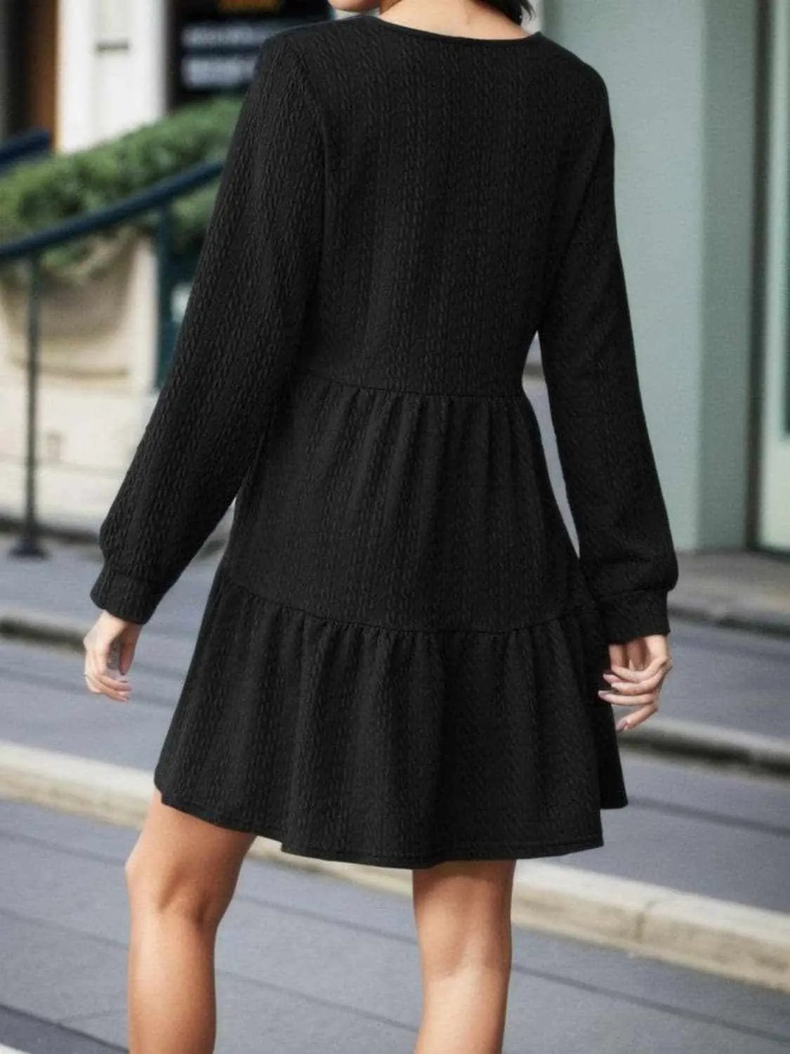 Trendsi Casual Dresses - Chic v-neck long sleeve dress - Premium Quality