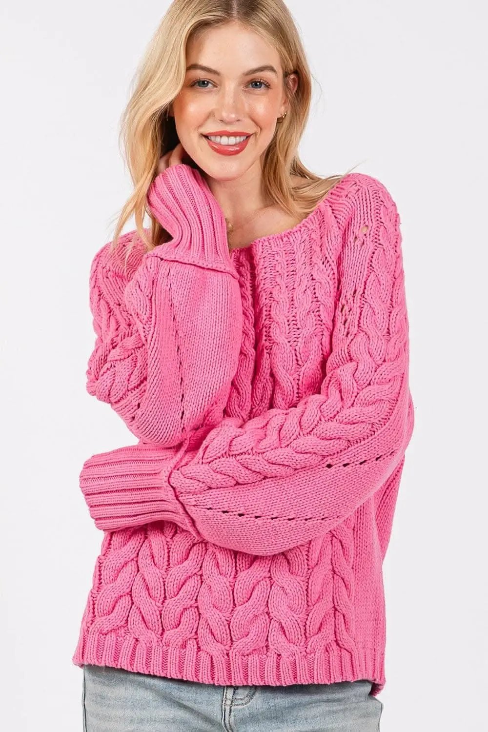Trendsi Cable-Knit Sweater Women's Oversized Fall Outfit Essential