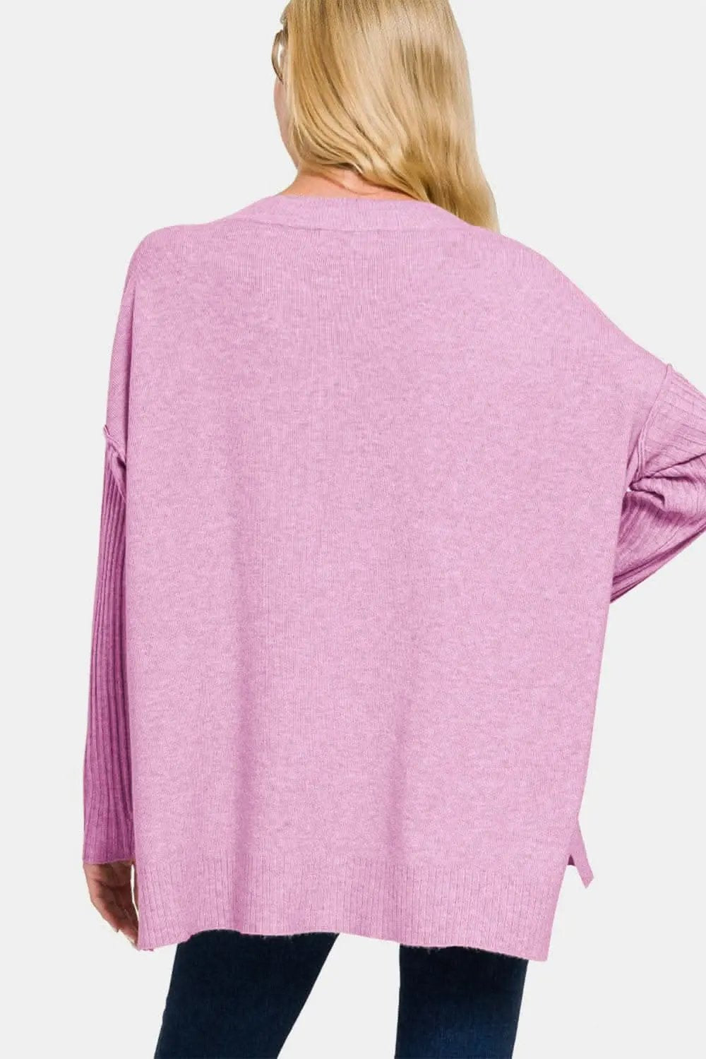 Trendsi Chic V-neck high-low sweater - Premium Quality