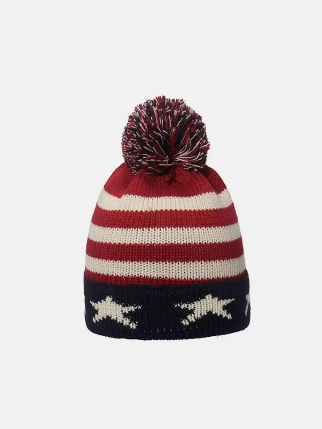 Trendsi US Flag Knit Hat Unisex Patriotic Winter Warm Headwear