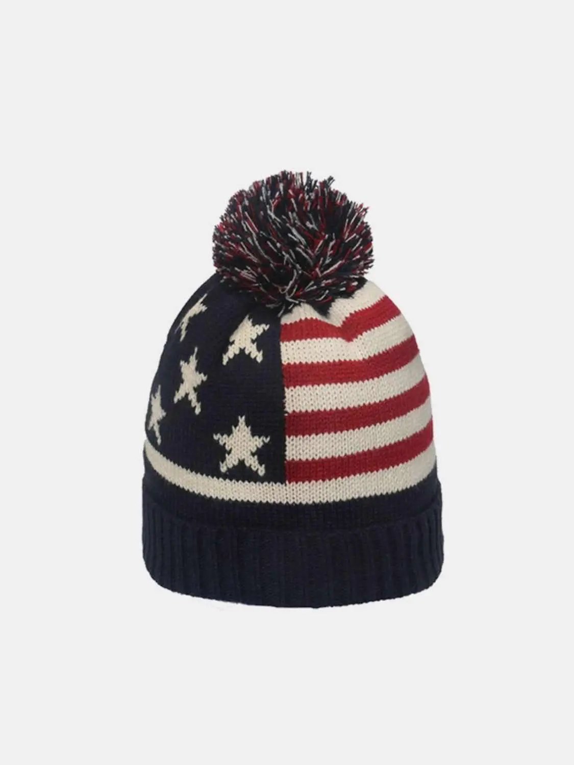 Trendsi US Flag Knit Hat Unisex Patriotic Winter Warm Headwear