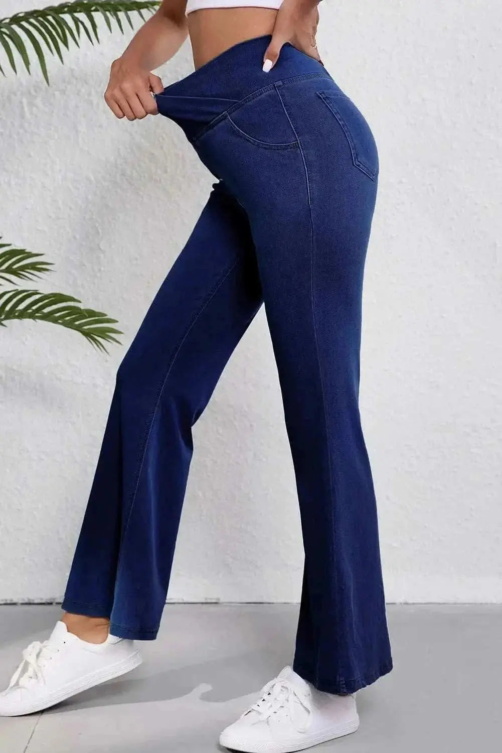 Asymmetric Waist Flare Jeans - LoveSalve by Trendsi