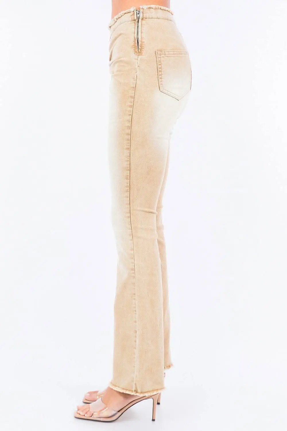 Trendsi V-cut ruched mid flare pants
