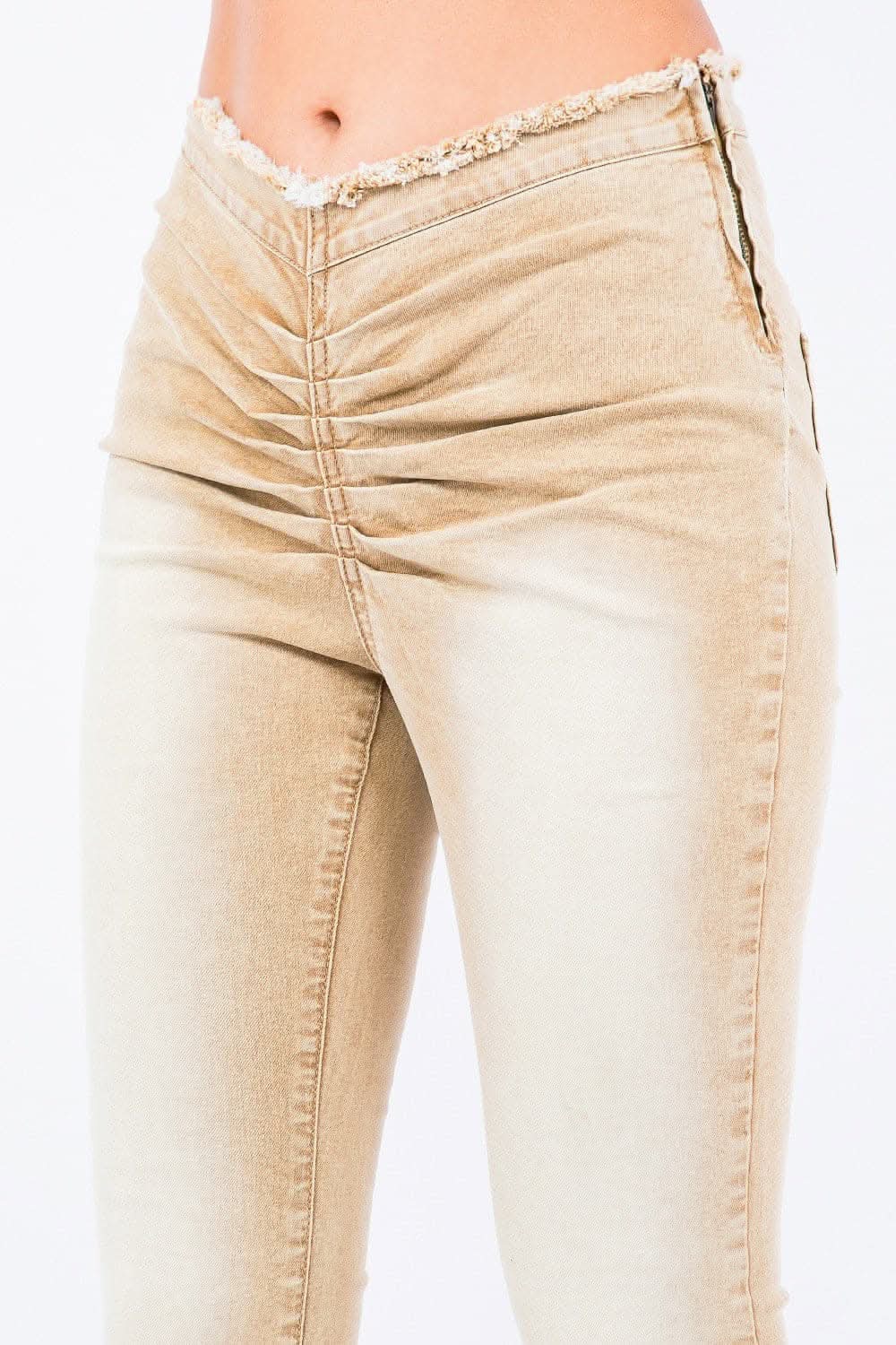 Trendsi V-cut ruched mid flare pants