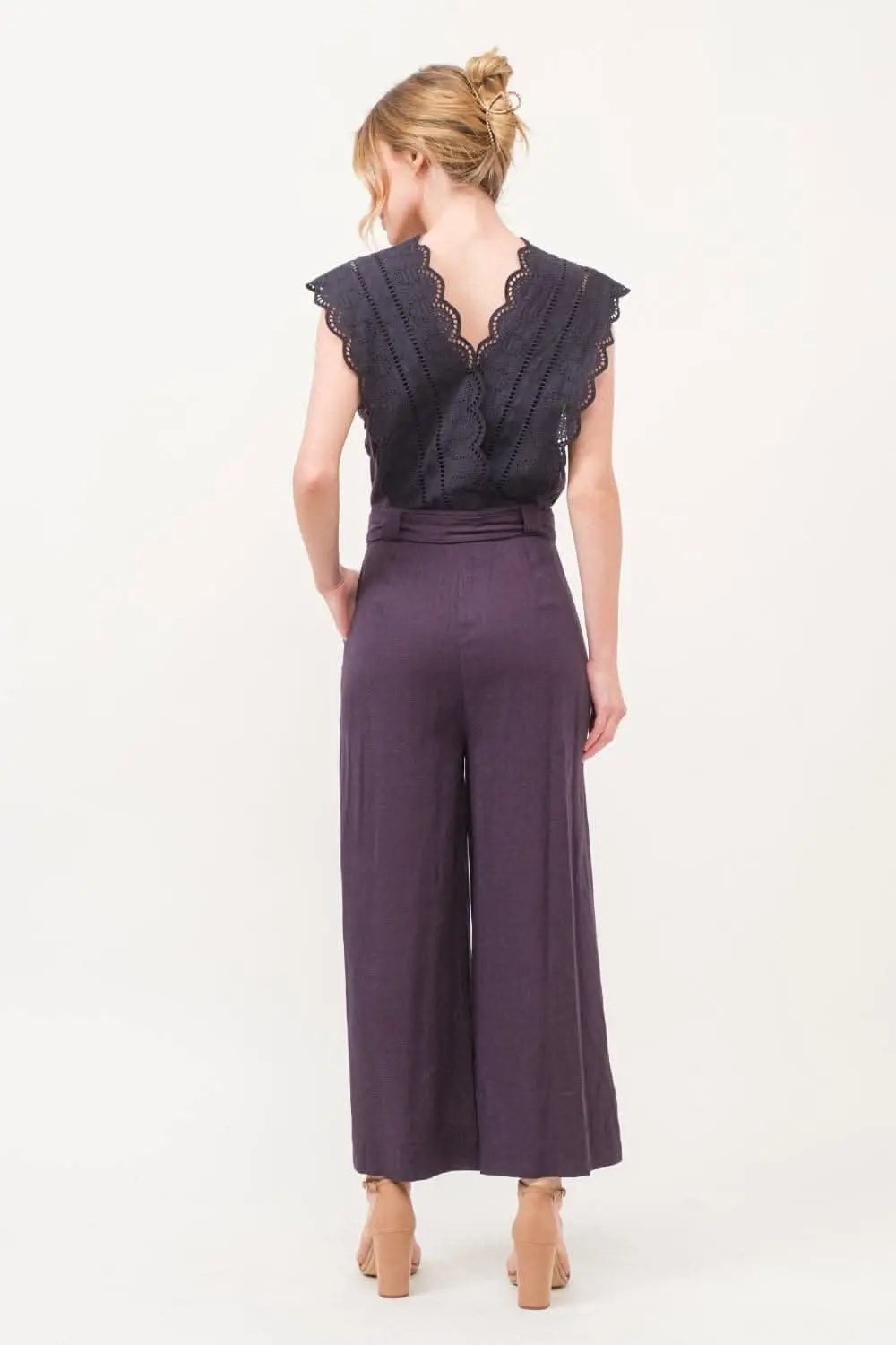 Trendsi Elegant lace surplice jumpsuit