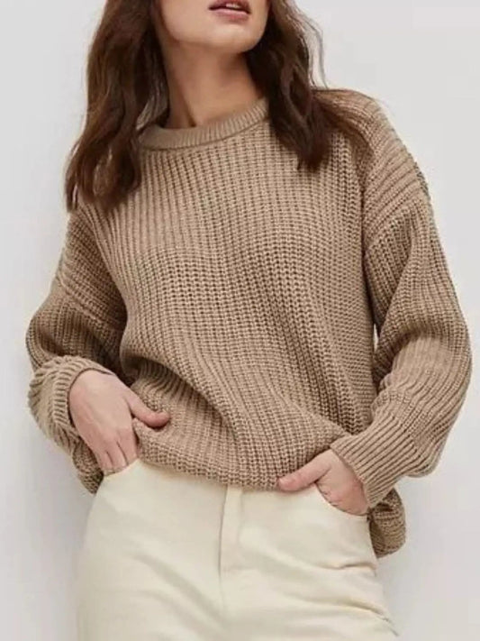Sweater - Cozy Long Sleeve Knit - Relaxed Fit