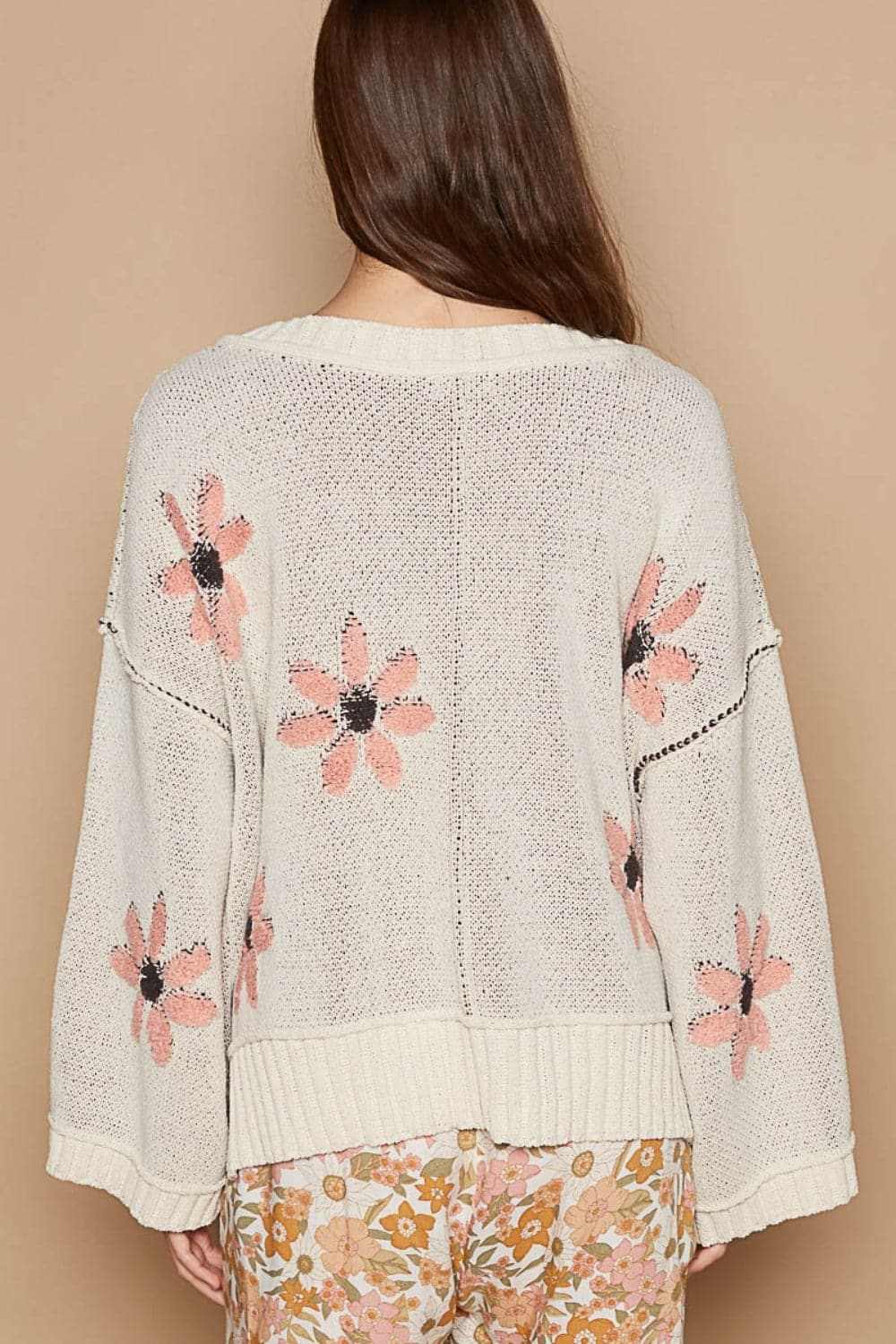Trendsi Knit Tops - Chic floral chenille sweater - Premium Quality