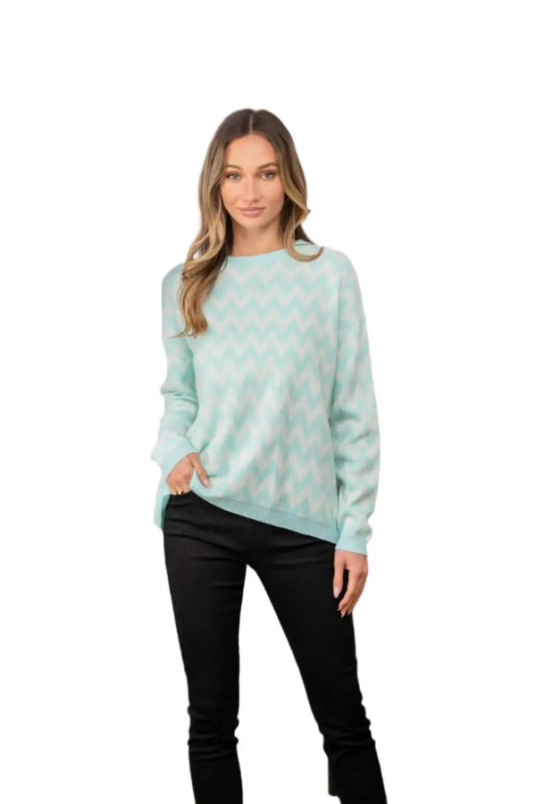 Sweater - Wave Stripe Knit - Crewneck Pullover