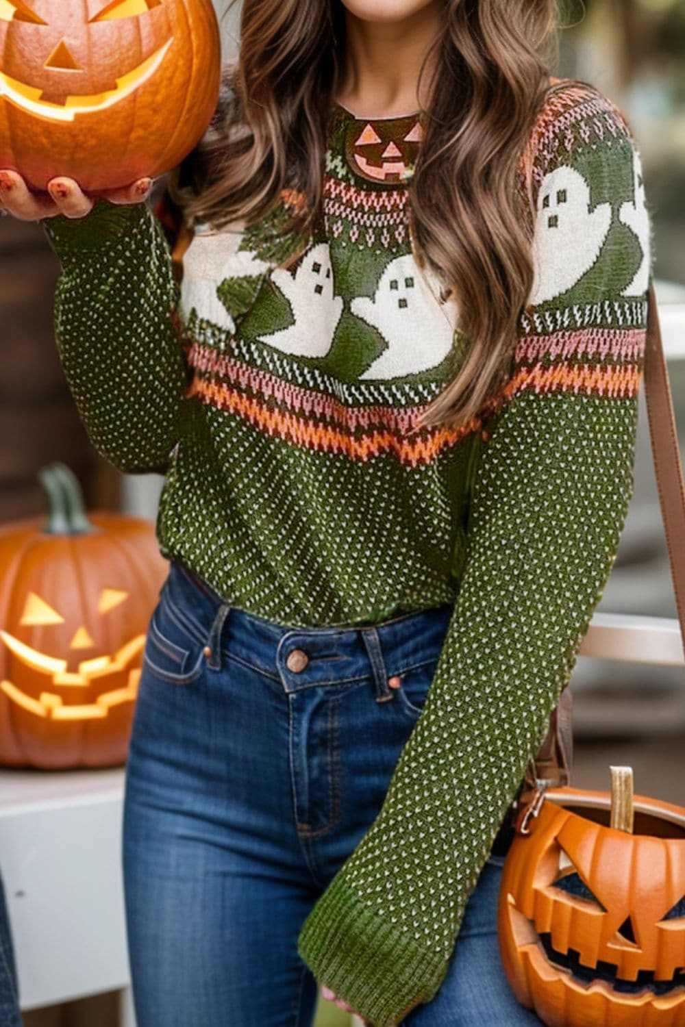 Sweater - Cozy Ghost Print - Long Sleeve