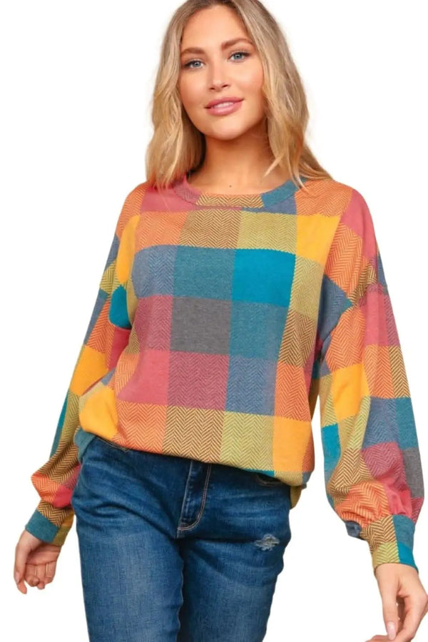 Trendsi Plaid Sweater Women's Fall Layering Knit Top: Cozy & Stylish