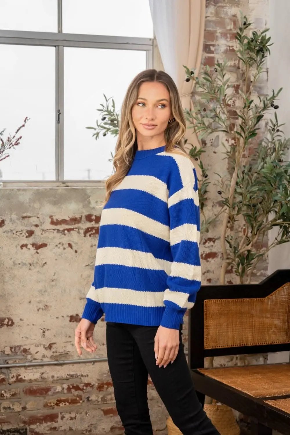 Trendsi Striped Sweater Women's Casual Knit Top - Vibrant Colors, Soft Knit