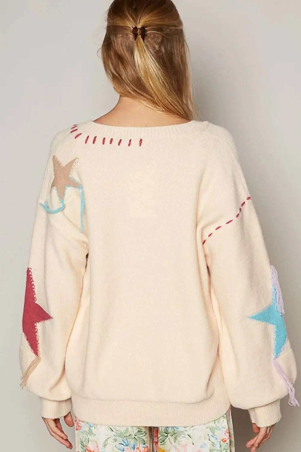 V-Neck Sweater - Starry Fringe - Cozy Chic