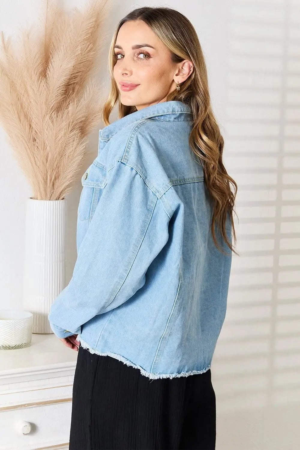 Trendsi Trendy denim jacket with raw hem - Premium Quality