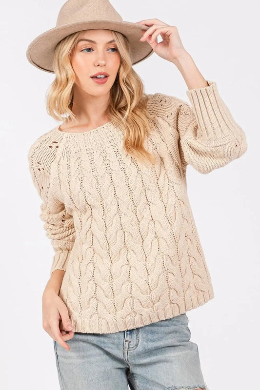 Trendsi Cable-Knit Sweater Women's Oversized Fall Fashion Comfy Pullover