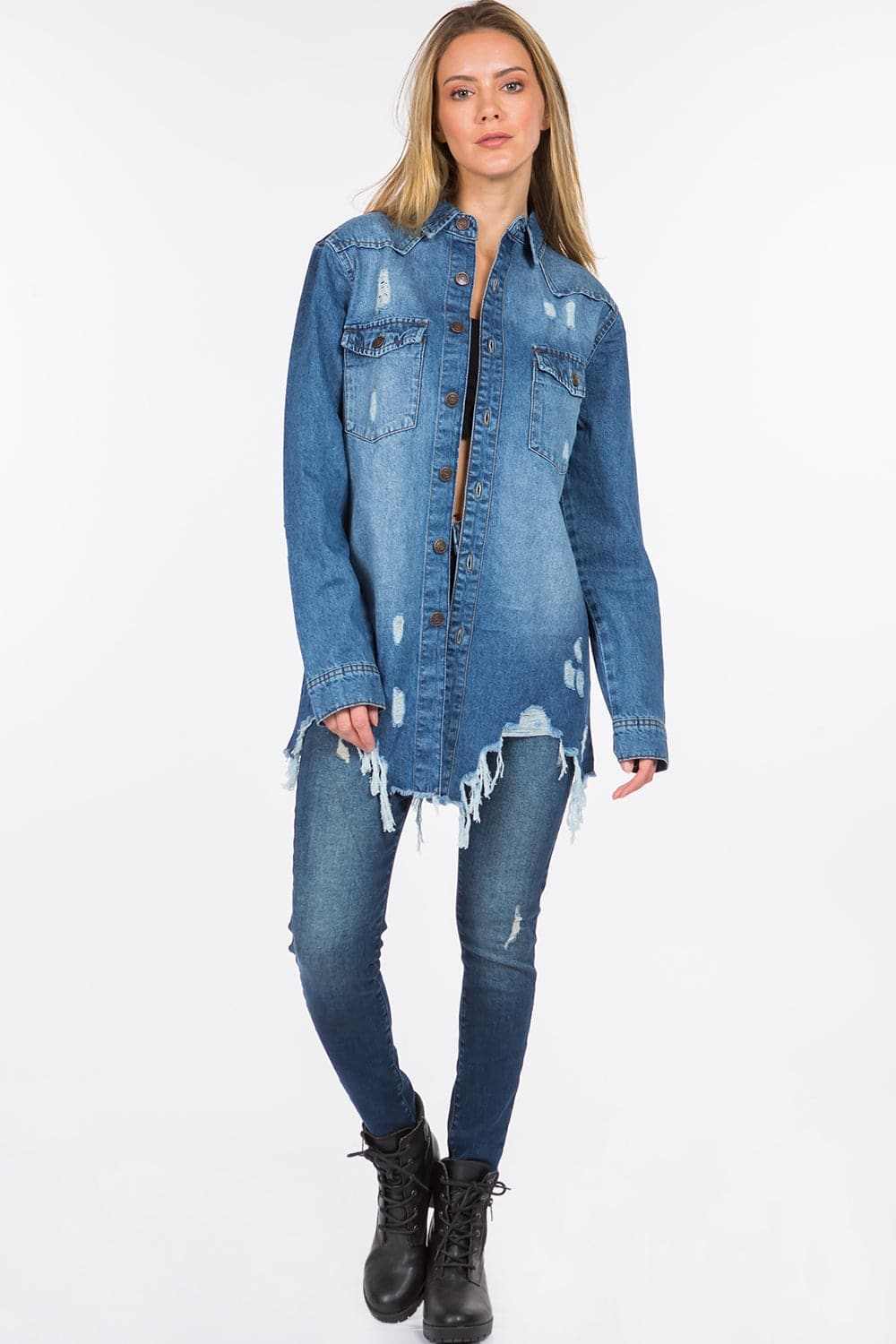 Denim Jacket - Distressed - Chic Style