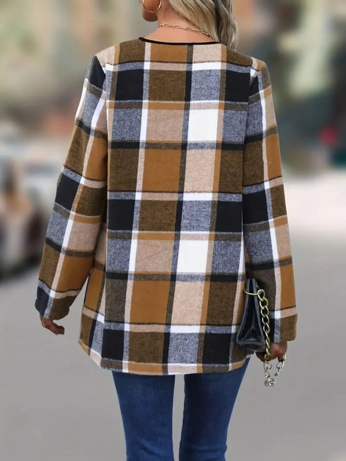 Trendsi Plaid Jacket Women's Fall Fashion Versatile Long Sleeve Top