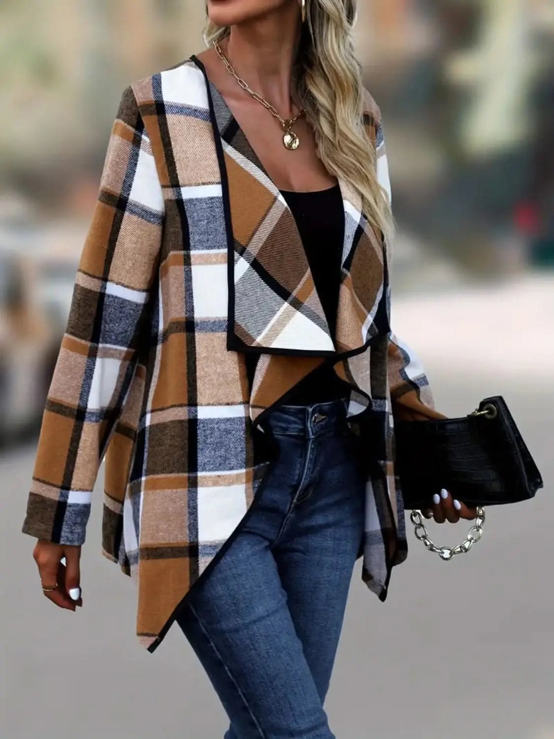 Trendsi Plaid Jacket Women's Fall Fashion Versatile Long Sleeve Top