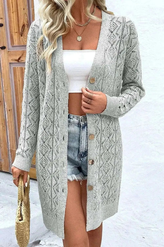 Trendsi Openwork long sleeve cardigan