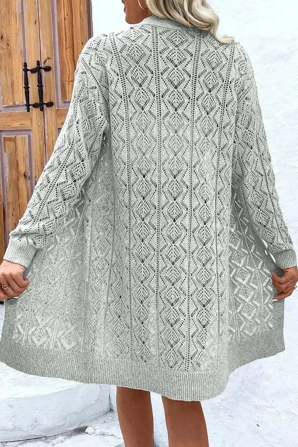 Trendsi Openwork long sleeve cardigan