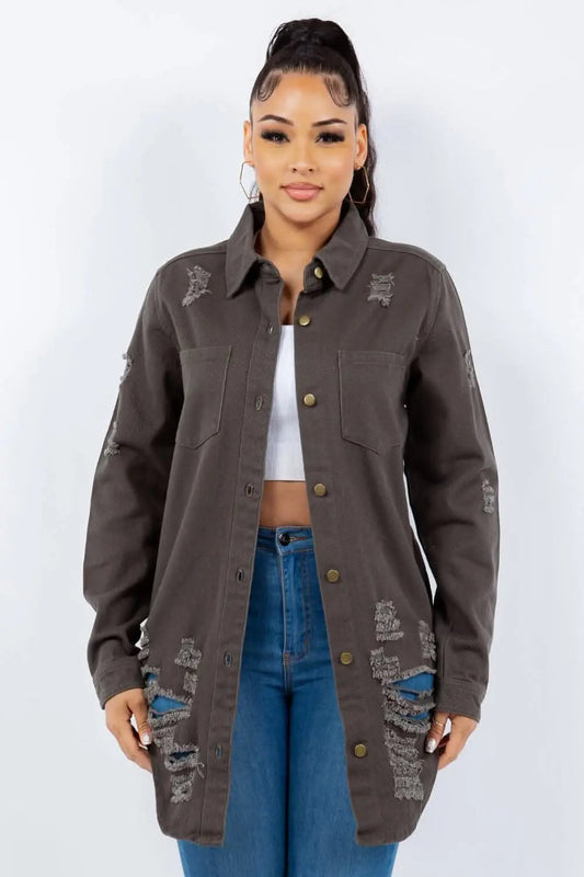 Denim Jacket - Distressed - Stylish Classic Fit