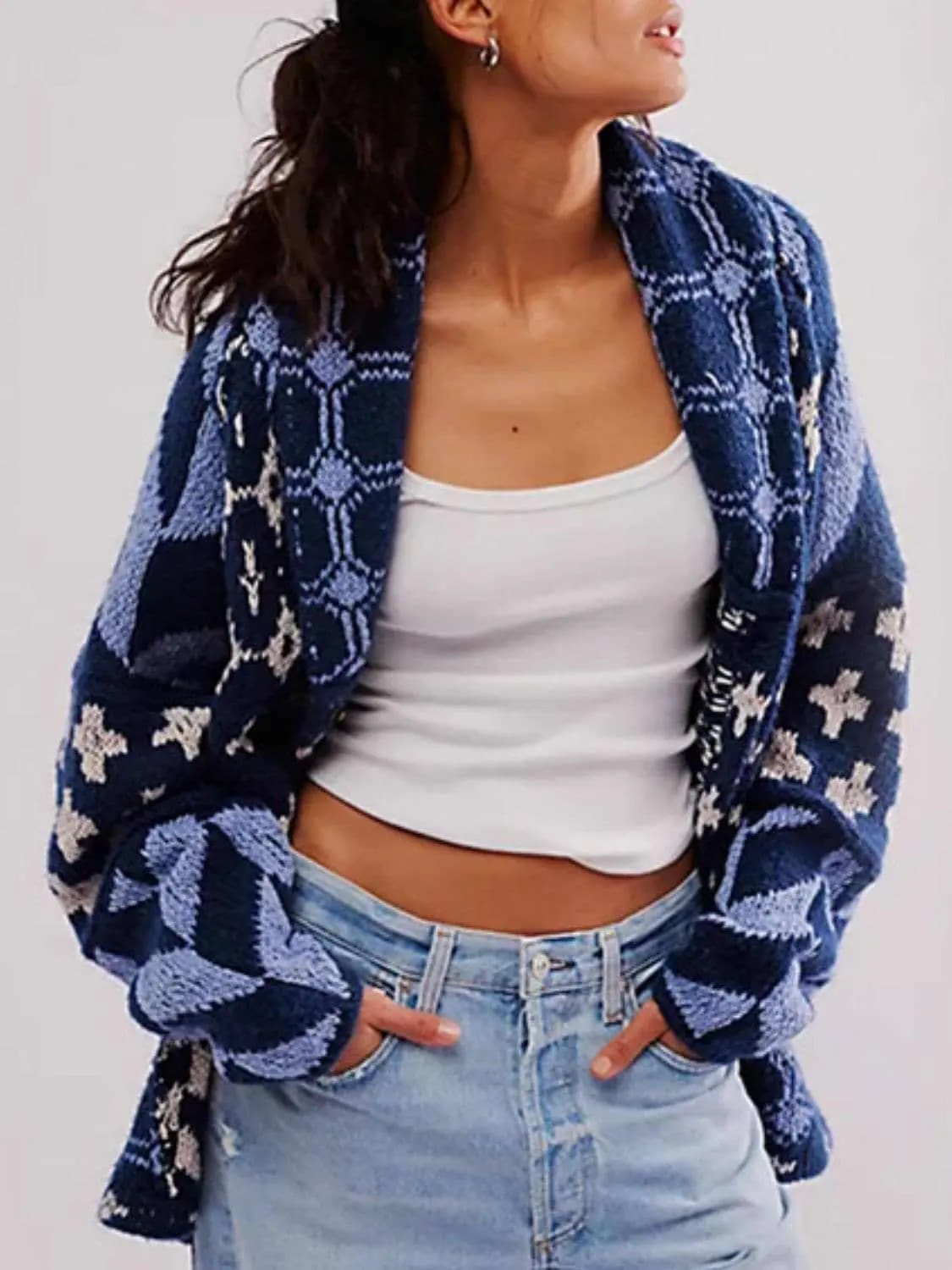 Trendsi Chic long sleeve button-up cardigan