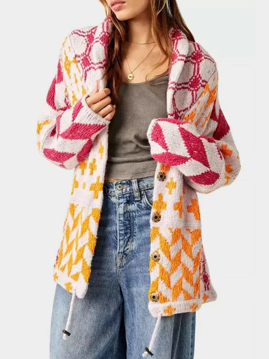 Trendsi Chic long sleeve button-up cardigan