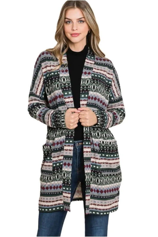 Trendsi Chic geometric cardigan with pockets