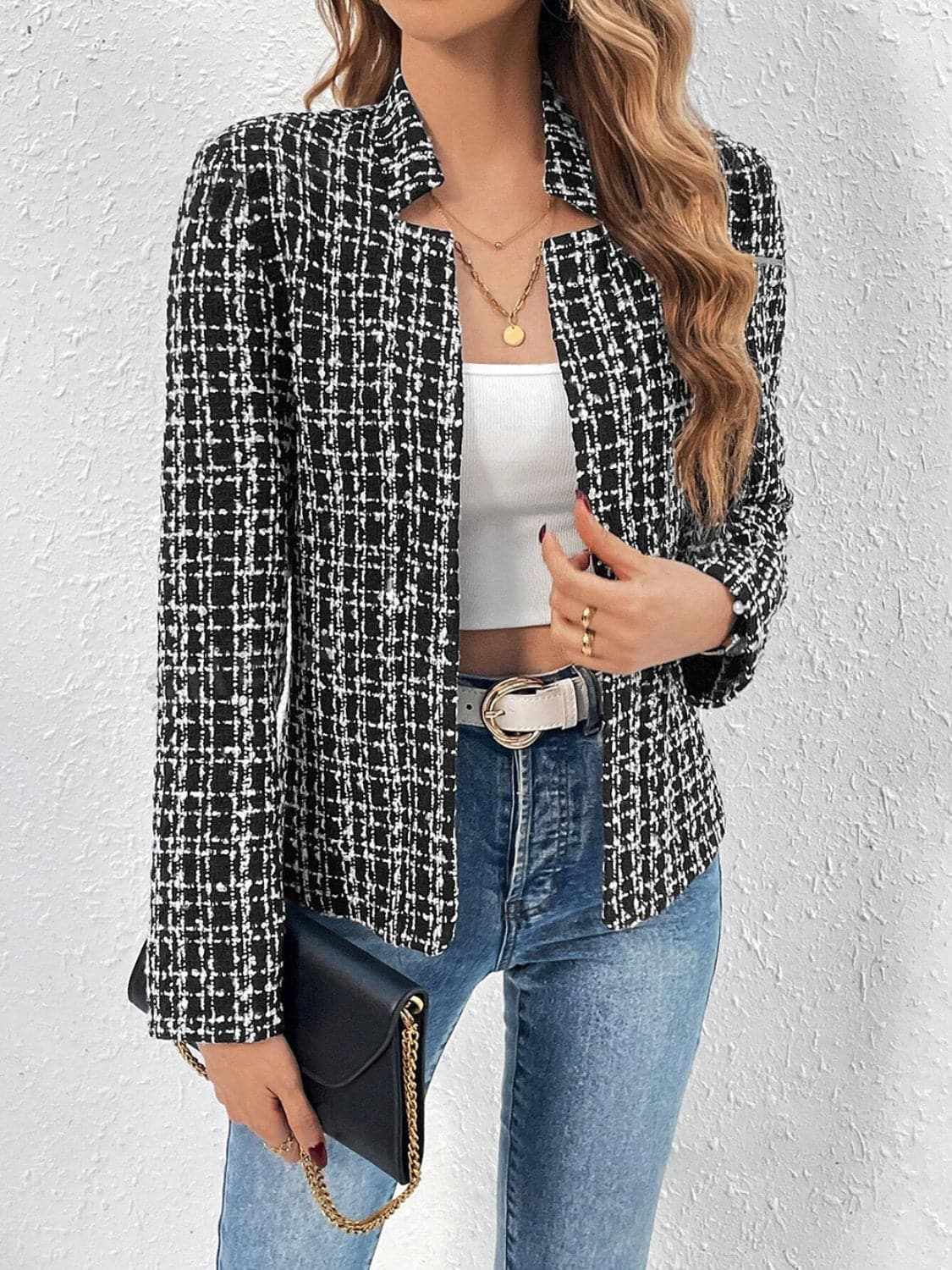 Trendsi Chic plaid long sleeve jacket