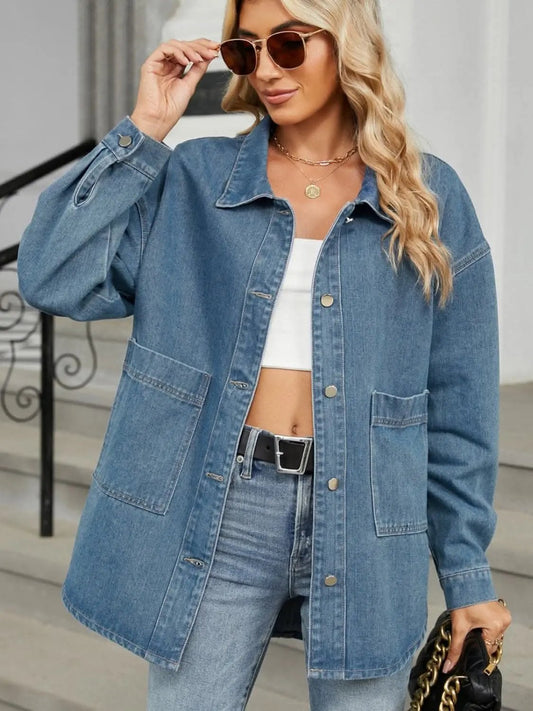 Trendsi Chic removable hooded denim jacket