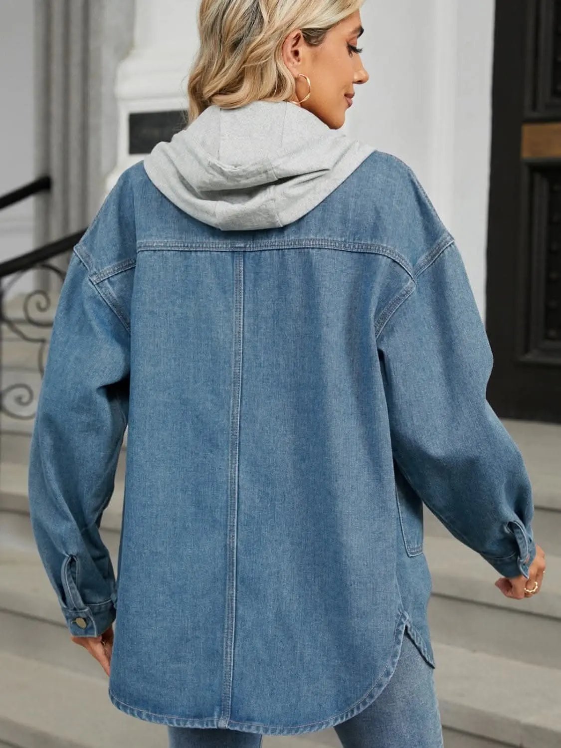 Trendsi Chic removable hooded denim jacket