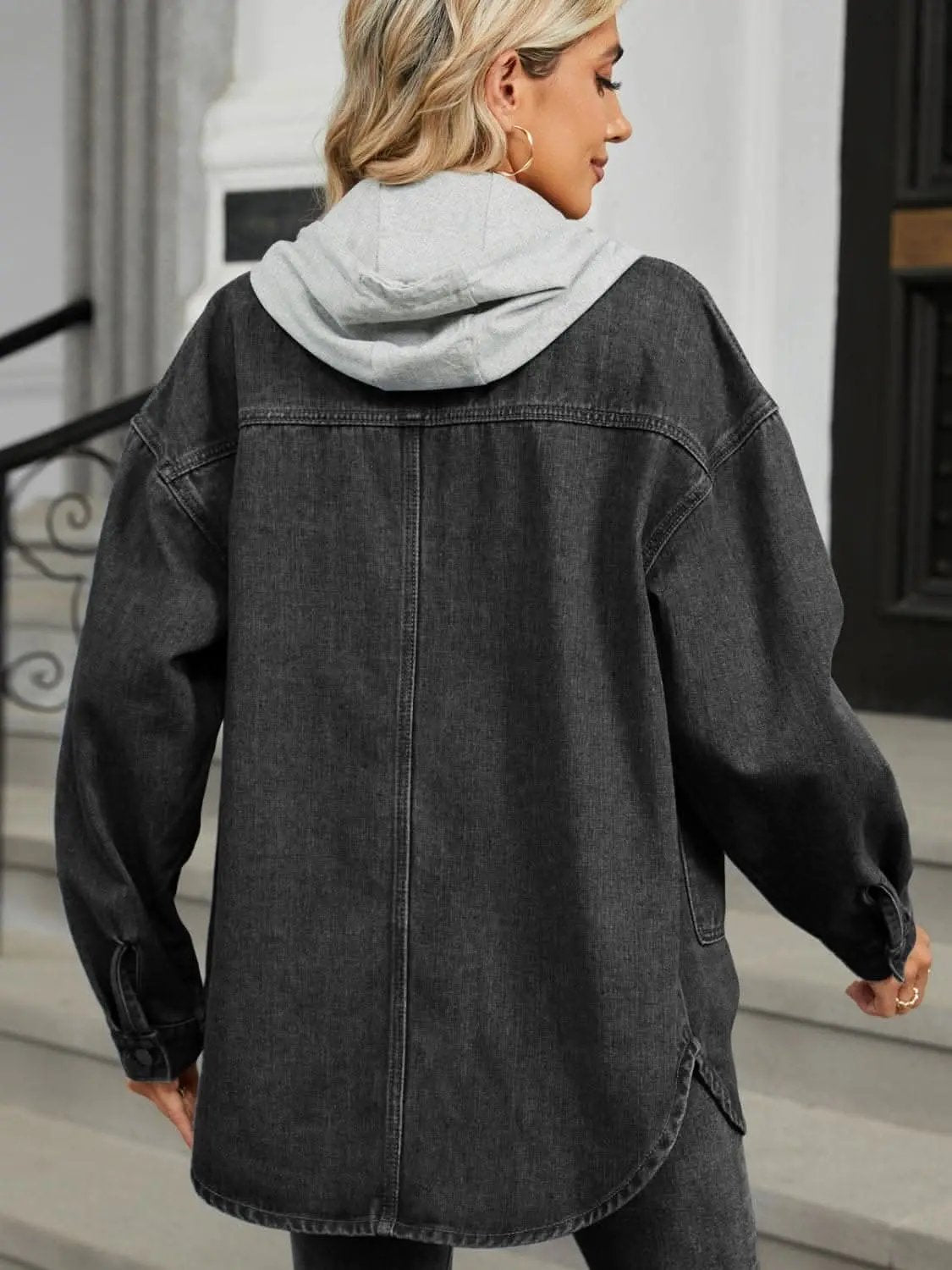 Trendsi Chic removable hooded denim jacket