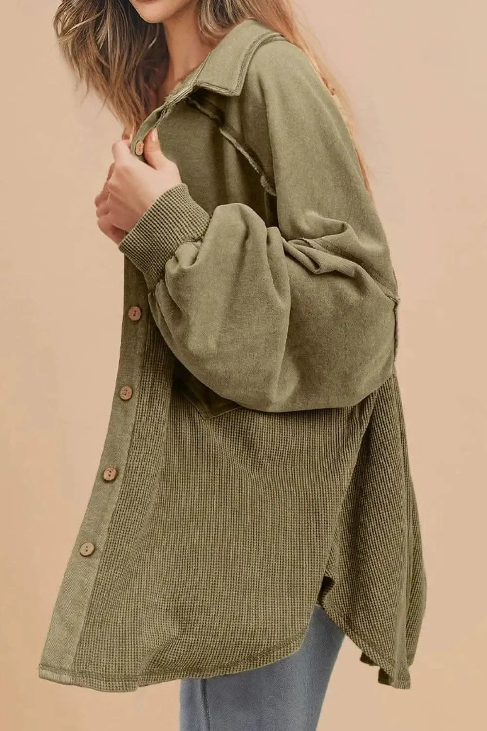 Trendsi Waffle-Knit Shacket Women's Layering Fashion Top Versatile Fit